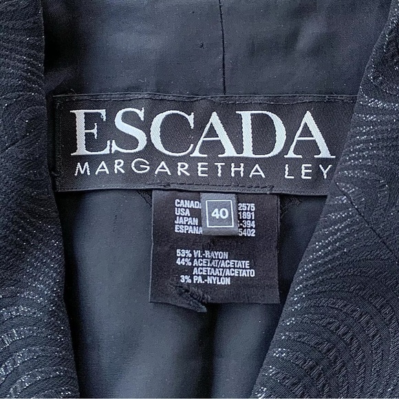 Escada Margaretha Ley Shimmer Buttoned Long Formal Blazer Jacket Black Size 40 M - Picture 5 of 6